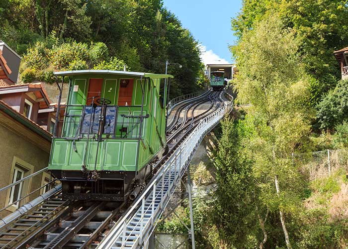Hotels in Fribourg Region-FFThe Funiculaire  It is the last water ballast railway in Switzerland. No motor drives the funicula